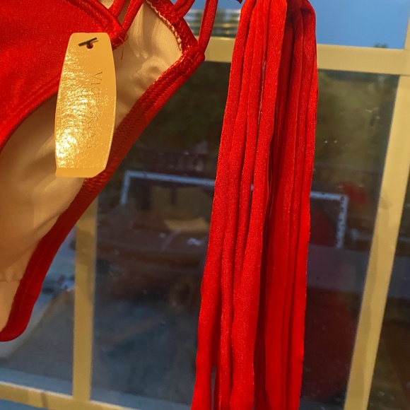 Victoria’s Secret NWT red bikini bottom fringe macrame ties - Picture 4 of 10